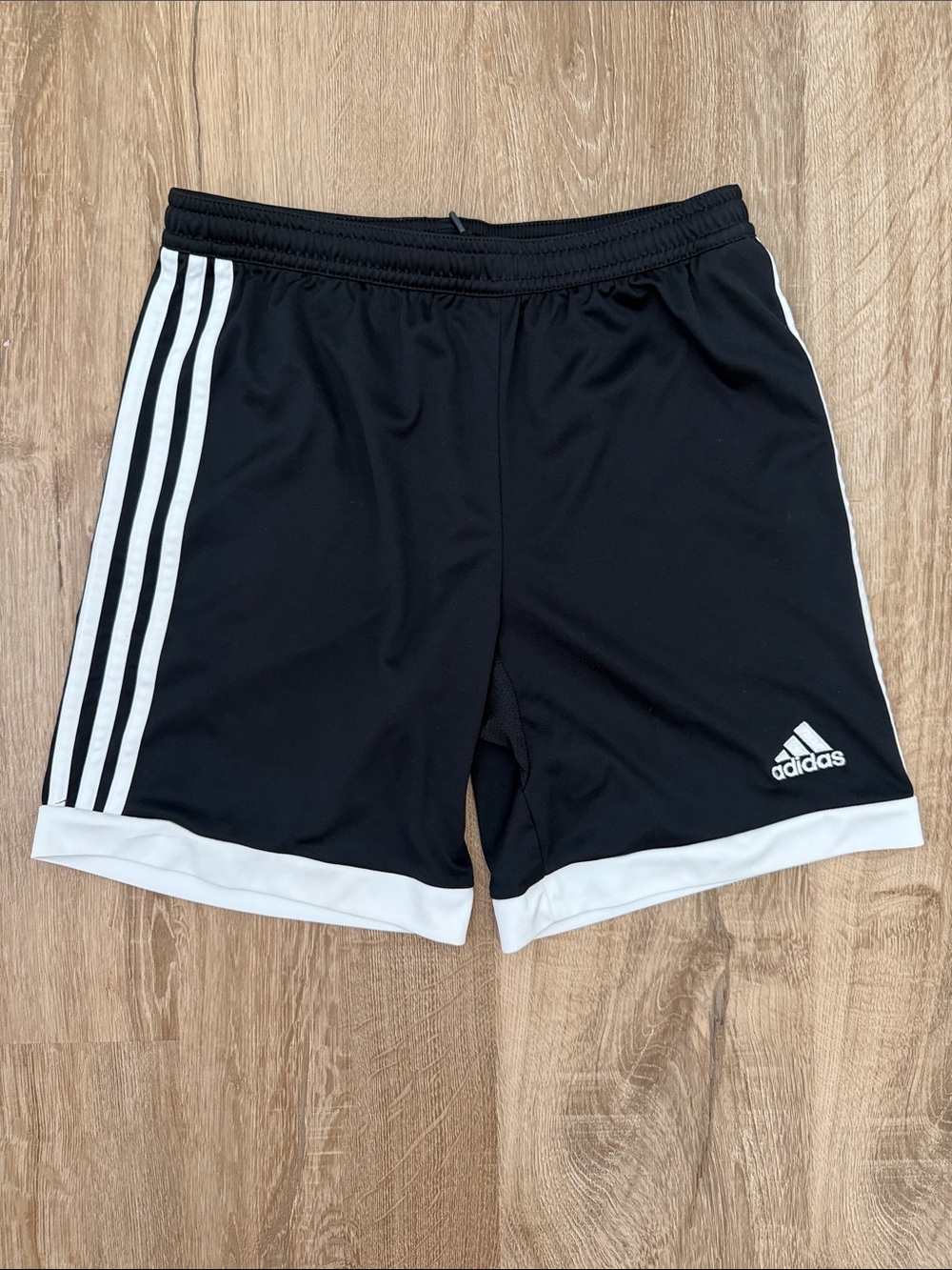 adidas Kids Climacool Black Athletic Shorts with White Stripe, Size Medium